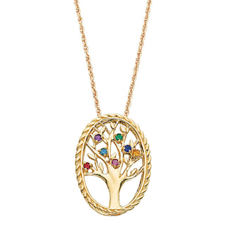 10K Gold Birthstone Family Tree Necklace