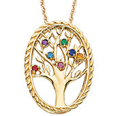 10K Gold Birthstone Family Tree Necklace