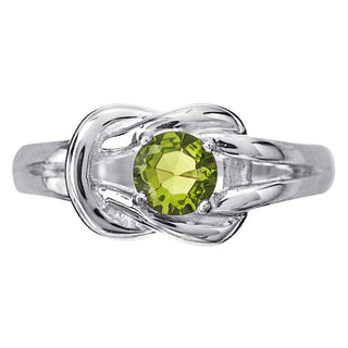 Sterling Silver Love Knot Birthstone Ring