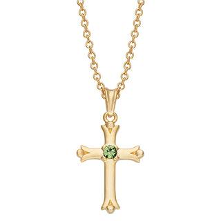 14K Gold Plated Kid's Birthstone Cross Pendant