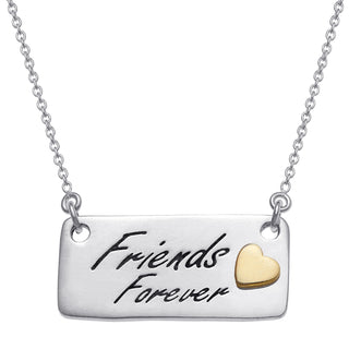 Sterling Silver Best Friends Plaque with Heart Necklace