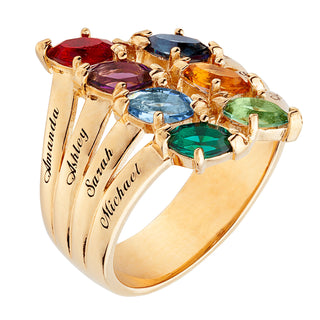 Family Marquise Birthstone Name Ring