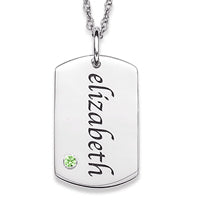 SET FOR LIFE Sterling Silver Name and Birthstone Tag Necklace