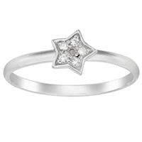 Sterling Silver CZ Star Charm Ring