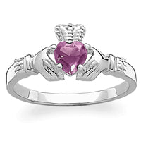 Sterling Silver October Birthstone Claddagh Ring