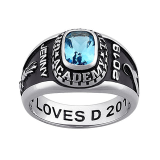 10K White Gold Ladies Traditional Birthstone Class Ring