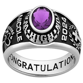 Ladies'  Traditional Oval Stone Class Ring