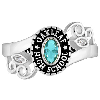 Women's Sterling Silver Traditional Oval  Class Ring