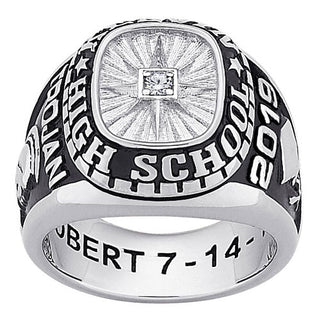 Men's Sterling Silver Traditional Diamond Class Ring