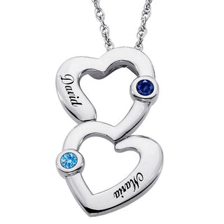 Sterling Silver Couples Figure Eight Heart Name Necklace