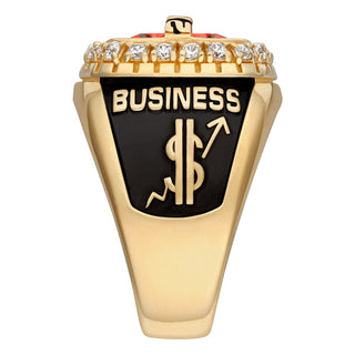 Men's 18K Gold over Sterling CZ Pave Setting Birthstone Personalized Year Class Ring