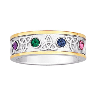 Two-Tone Family Birthstone Trinity Knot Ring