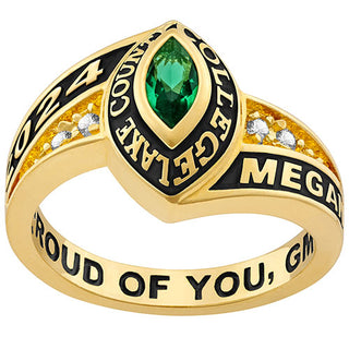 Womens Gold Marquise Birthstone Class Ring