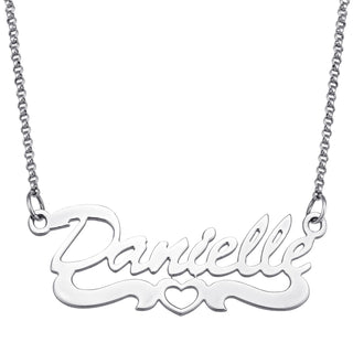 Sterling Silver Open Heart Script Name Necklace