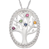 Sterling Silver Birthstone Family Tree Necklace