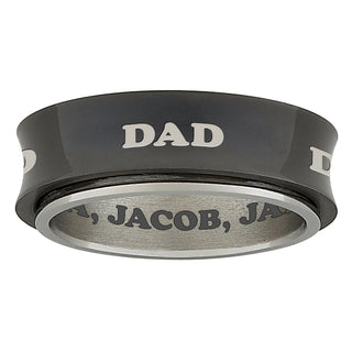 Black Titanium Two-Tone DAD Engraved Spinner Band