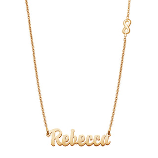 14K Gold over Sterling Mini Name Pendant on 16+2" Infinity Chain Necklace