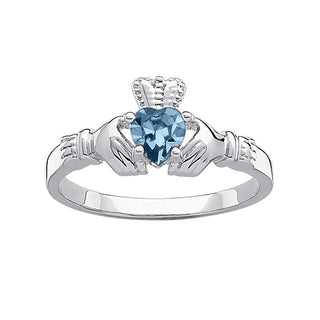 Sterling Silver Birthstone Claddagh Ring