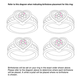 Mother's Sterling Silver Two-Tone Heart Birthstone Ring