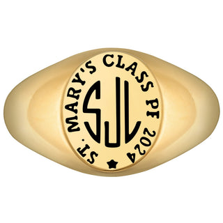 Ladies' 14k Gold Plated Monogram Signet Class Rings