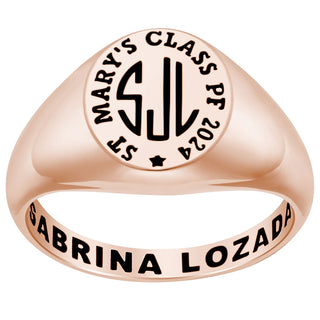 Ladies' 14k Rose Gold Plated Monogram Signet Class Rings