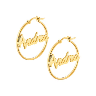 Personalized Bold Script Name Small Hoop Earrings