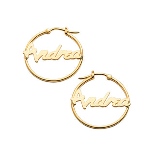 Personalized Bold Script Name Small Hoop Earrings