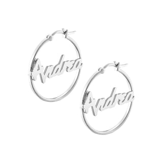 Personalized Bold Script Name Small Hoop Earrings