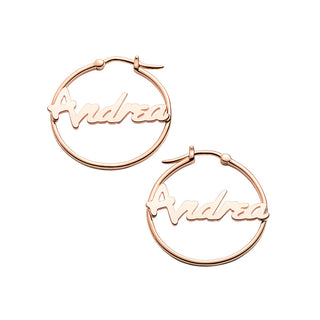 Personalized Bold Script Name Small Hoop Earrings