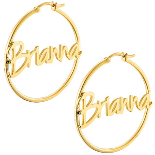 Personalized Name Medium Hoop Earrings