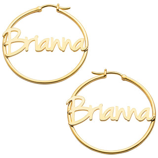 Personalized Name Medium Hoop Earrings