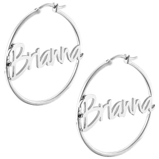 Personalized Name Medium Hoop Earrings