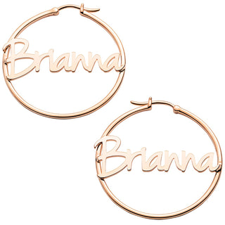 Personalized Name Medium Hoop Earrings