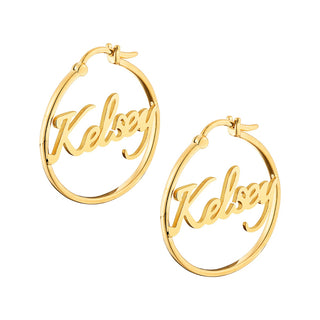 Personalized Script Name Small Hoop Earrings