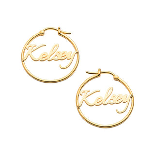 Personalized Script Name Small Hoop Earrings