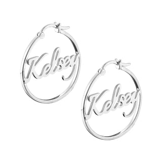 Personalized Script Name Small Hoop Earrings