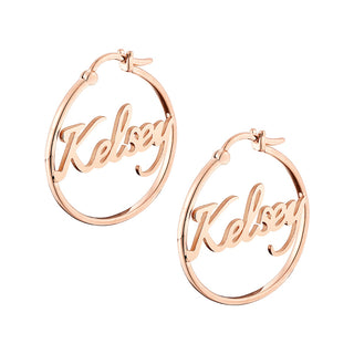 Personalized Script Name Small Hoop Earrings