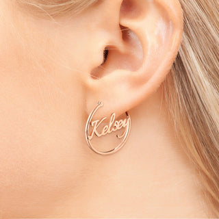 Personalized Script Name Small Hoop Earrings