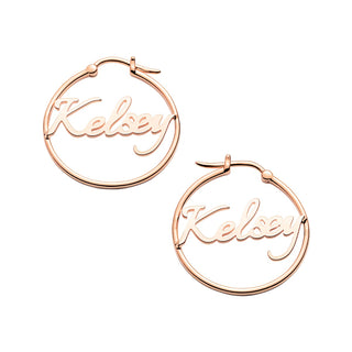 Personalized Script Name Small Hoop Earrings