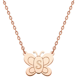 Personalized  Engraved Initial Butterfly Necklace