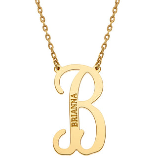 Personalized Initial with Engraved Name Necklace