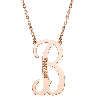 Personalized Initial with Engraved Name Necklace