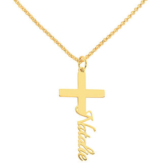 Sterling Silver Script Name Cross Necklace