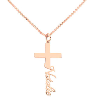 Sterling Silver Script Name Cross Necklace