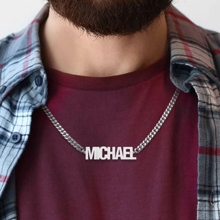 Bold Urban Nameplate Necklace - Your choice Silver, 14K Gold or 14K Rose Gold Plated