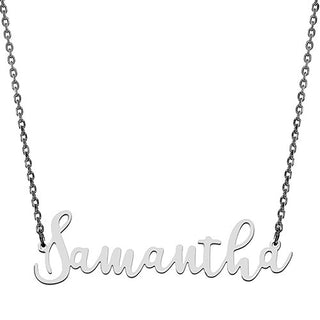 10K White Gold Fancy Script Name Necklace