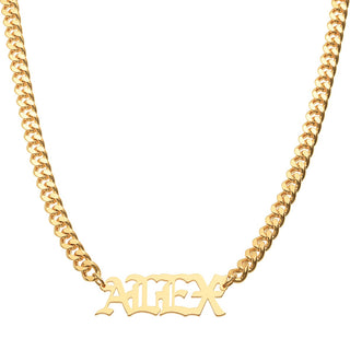 Gothic Look Name Necklace - Your choice Silver, 14K Gold or 14K Rose Gold Plated