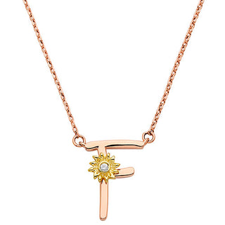 Initial with Birthstone  Flower Necklace