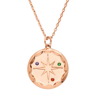 Family Birthstone Compass  Necklace