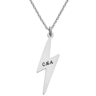 Lightning Bolt with Engraved Initials Necklace